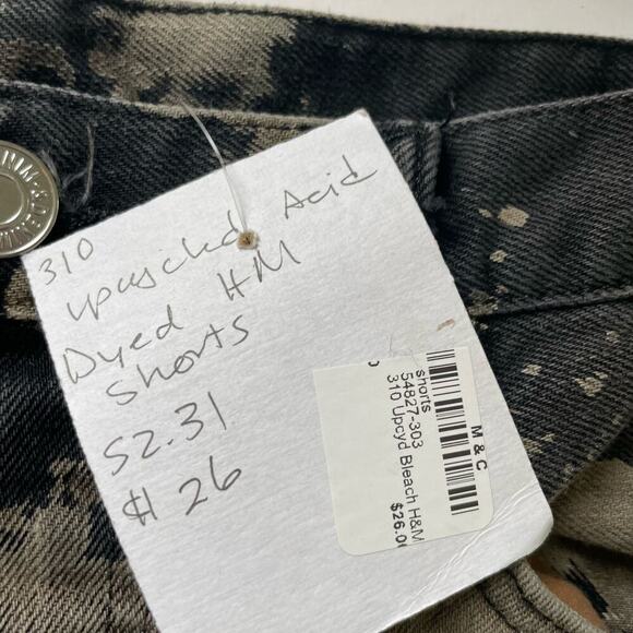 Madam P Acid Dyed Upcyled Patchwork Black Jean Shorts Gothcore sz. 31 #AM - Picture 6 of 10